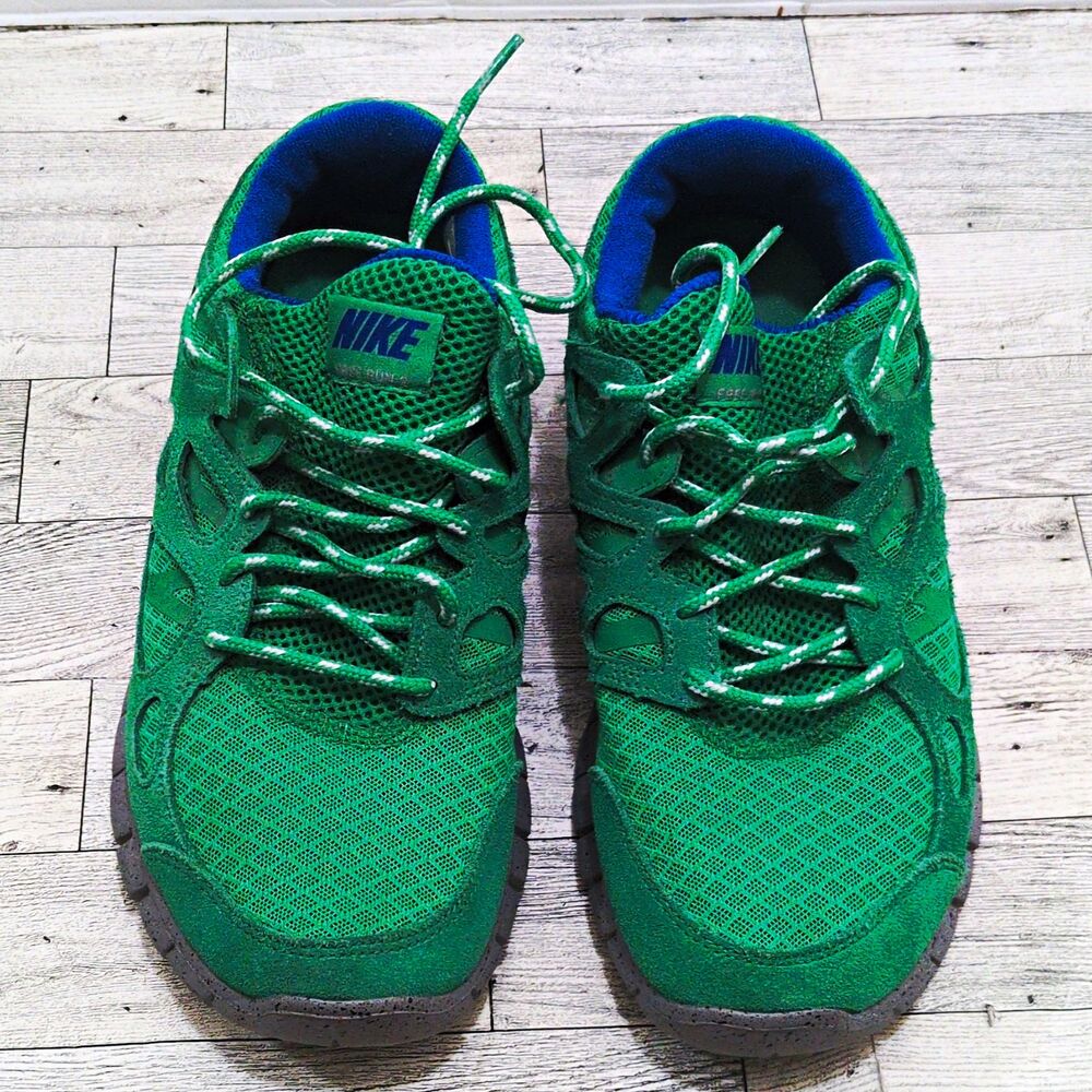 Nike Free Run+ 2 Men’s Low Top Lace-Up Suede Sneakers Green/Blue/Gray 537732-330